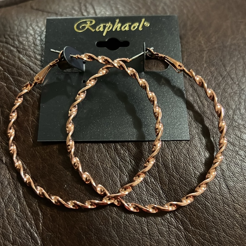 3/$18 Raphael 2 1/2” Hoop Pierced Earrings - Rose Gold - New - Lot 448
